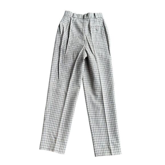 Vintage JH Collectibles Women's 100% Wool Trousers Plaid Beige Sz 6 Made in USA - Picture 9 of 11